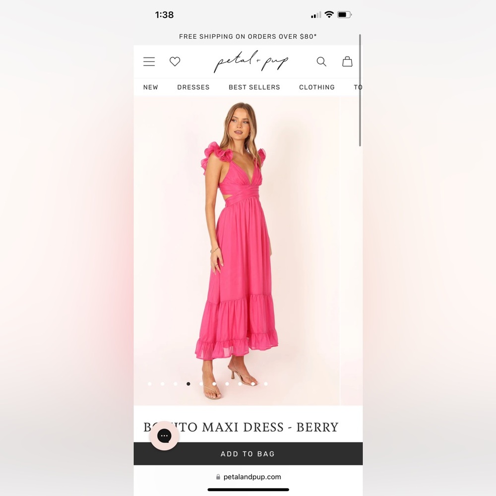 Petal & Pup Bonito Maxi Dress in Berry Size M